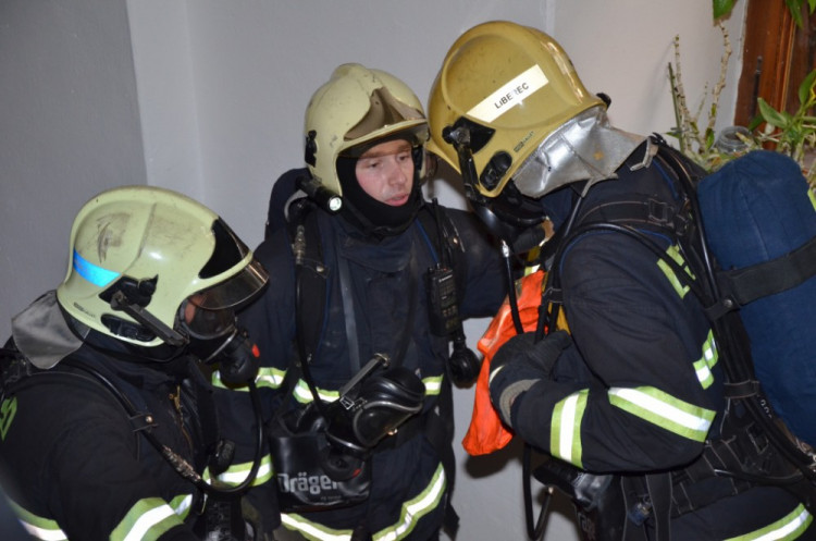 Hasičské cvičení v libereckém muzeu
