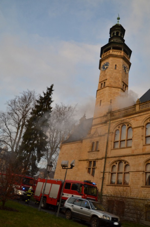 Hasičské cvičení v libereckém muzeu