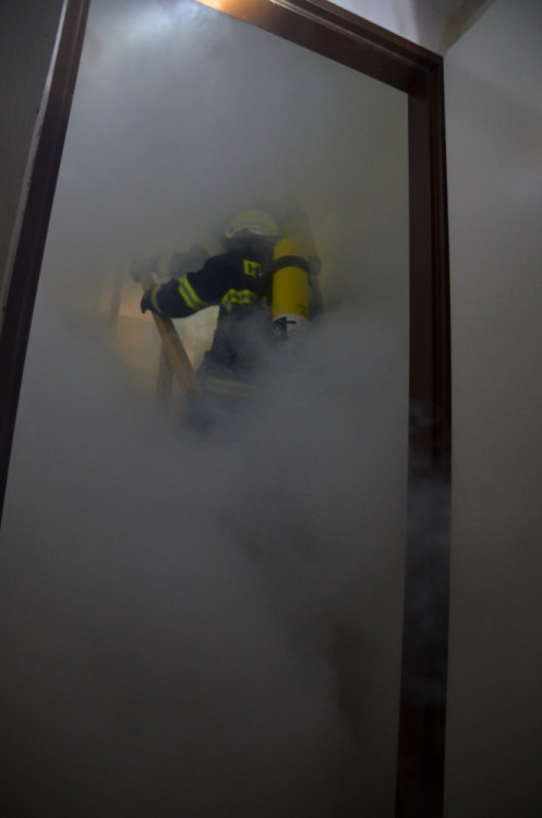 Hasičské cvičení v libereckém muzeu