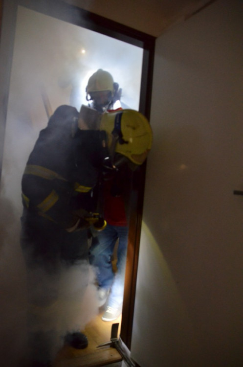 Hasičské cvičení v libereckém muzeu