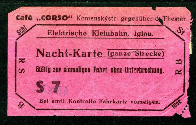 Dobový tramvajový lístek