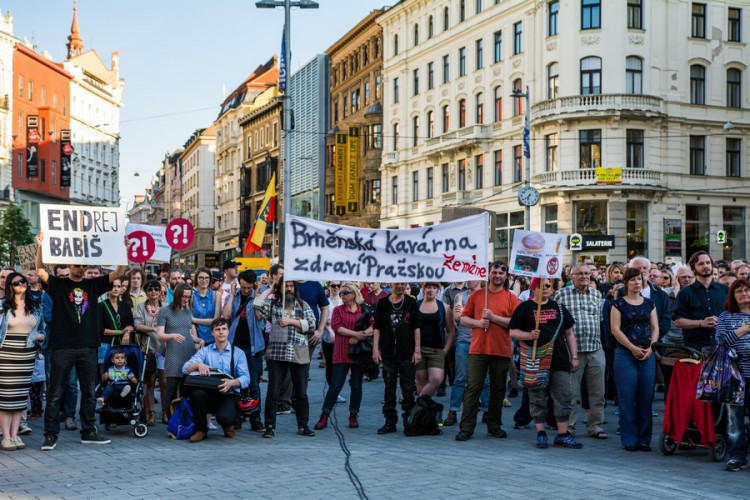V Brně se opět po týdnu setkali lidé na protest proti Babišovi se Zemanem, autor: Tomáš Hrivňák