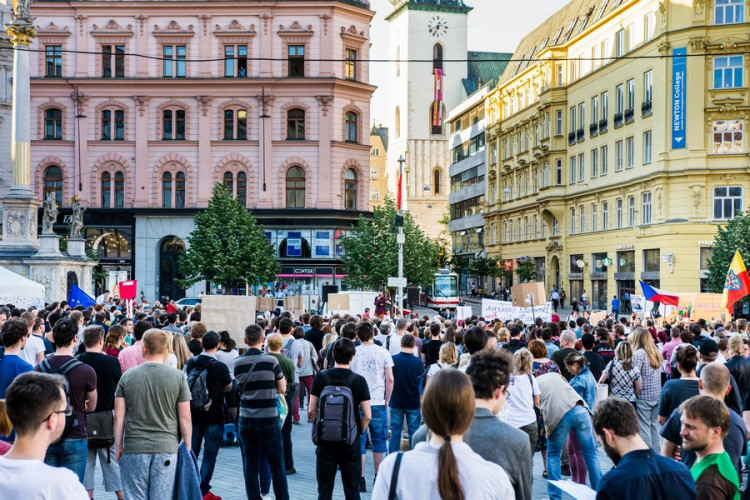 V Brně se opět po týdnu setkali lidé na protest proti Babišovi se Zemanem, autor: Tomáš Hrivňák