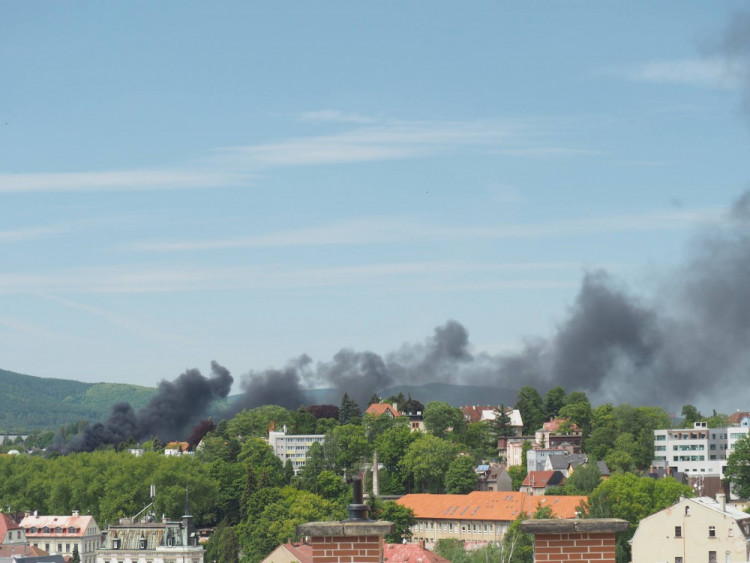 Požár areálu Severochema v Liberci