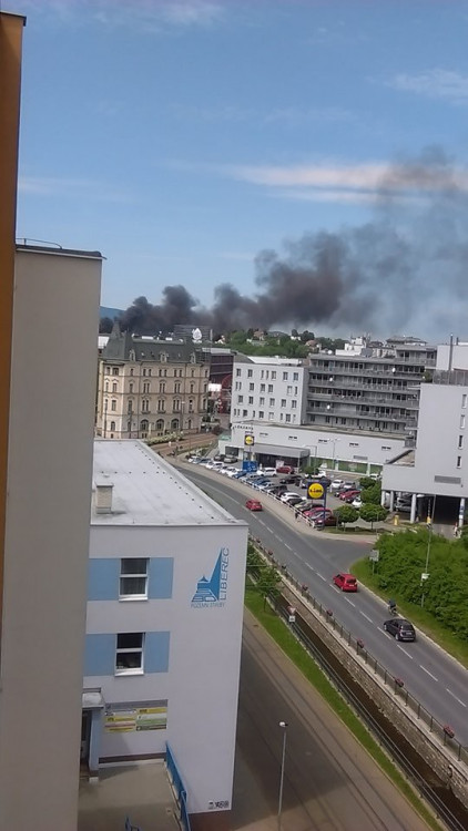 Požár areálu Severochema v Liberci