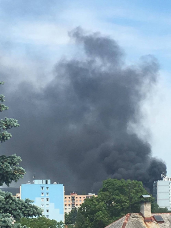 Požár areálu Severochema v Liberci