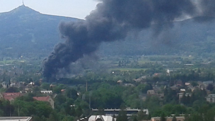 Požár areálu Severochema v Liberci