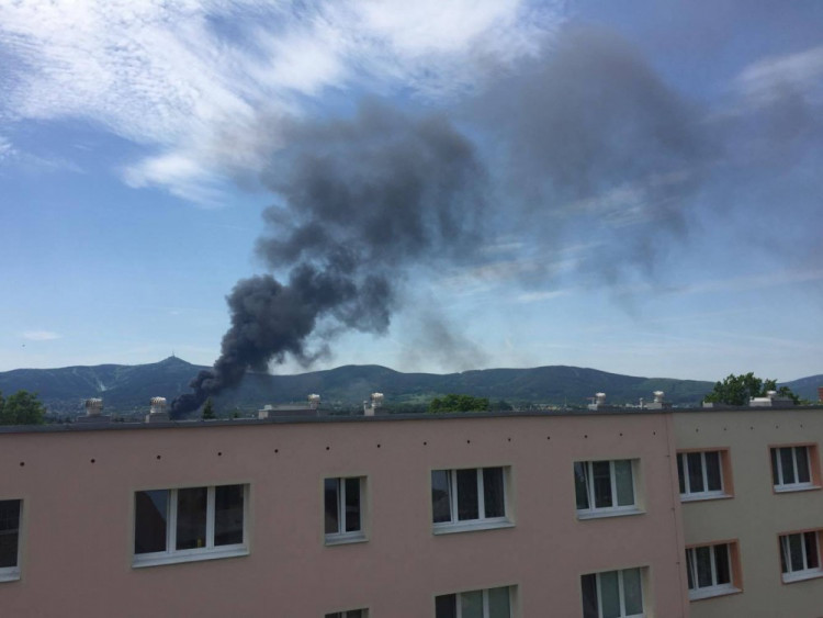 Požár areálu Severochema v Liberci