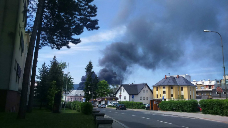 Požár areálu Severochema v Liberci