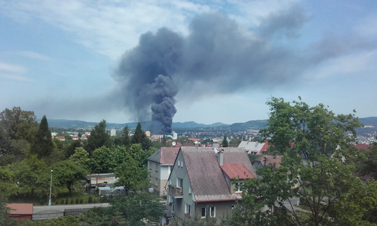 Požár areálu Severochema v Liberci