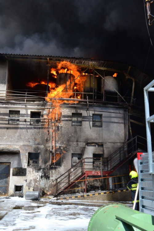 Požár areálu Severochema v Liberci