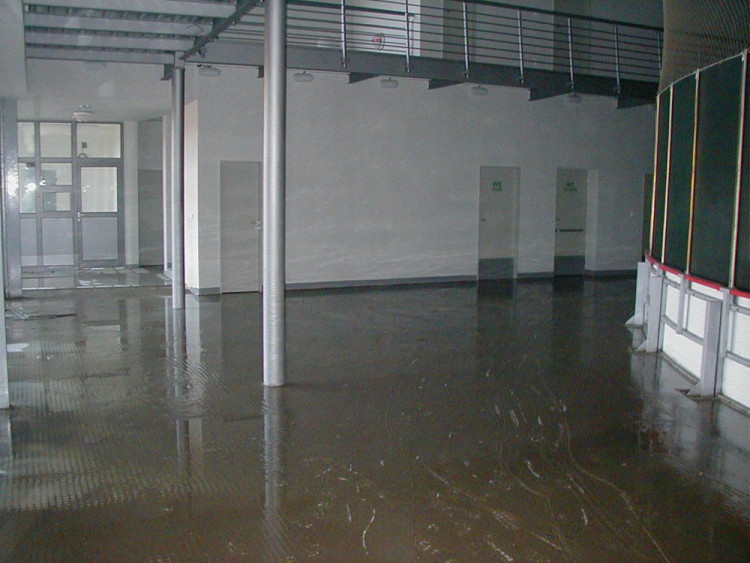 Povodeň 2002: Ledová plocha Budvar arény byla pod vodou