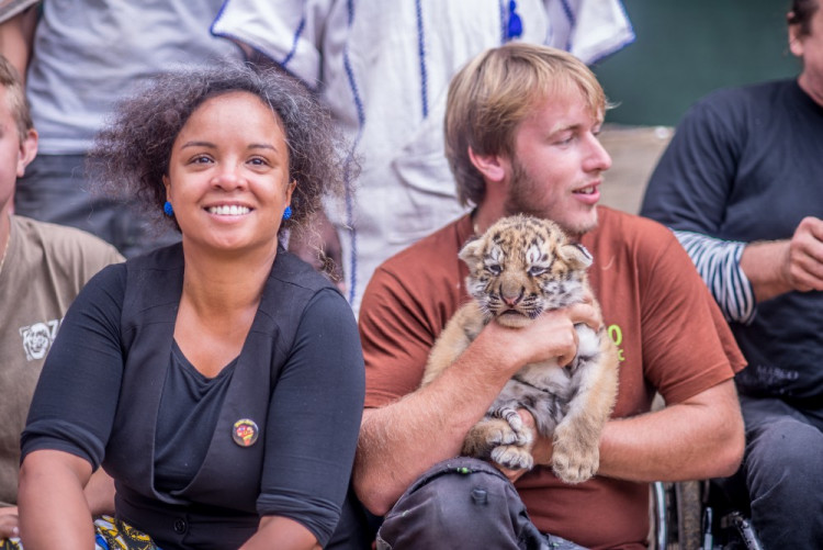 Křest tygra ussurijského. Herec Jan Potměšil mu dal jméno Othello