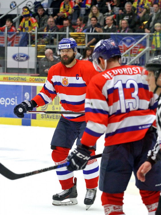 Současné hvězdy českobudějovického hokeje - kapitán Zdeněk Kutlák a Václav Nedorost