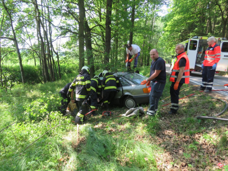 Nehoda se stala loni v létě na silnici mezi obcemi Římov a Plav, kde narazil osobní automobil Audi 80 do stromu a začal hořet. Nárazem se zaklínily dveře řidiče, který se tak nemohl dostat ven. Pomohl mu statečný student Jan Jirka.