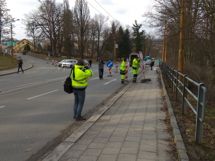 Uzavření Brněnského mostu z důvodu rekonstrukce, duben 2017