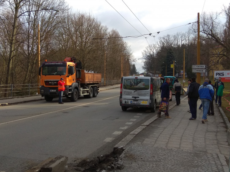 Uzavření Brněnského mostu z důvodu rekonstrukce, duben 2017