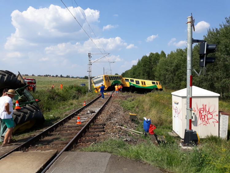Nehoda traktoru a vlaku u Písku