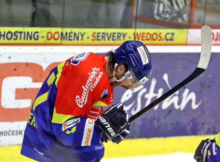 Obrovská radost Davida Gilberta z jeho premiérové trefy v barvách Českých Budějovic
