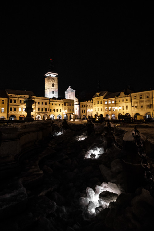 Zasněžené Budějce. Foto: Matěj Krejza