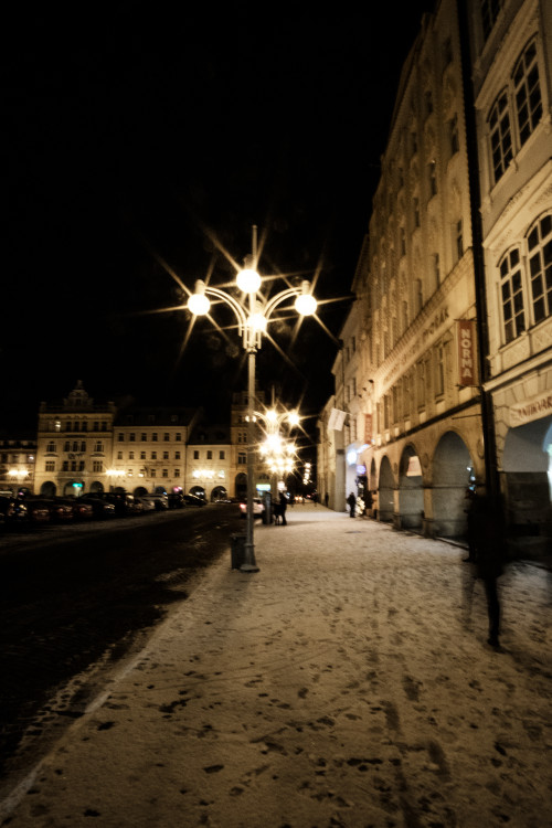 Zasněžené Budějce. Foto: Matěj Krejza