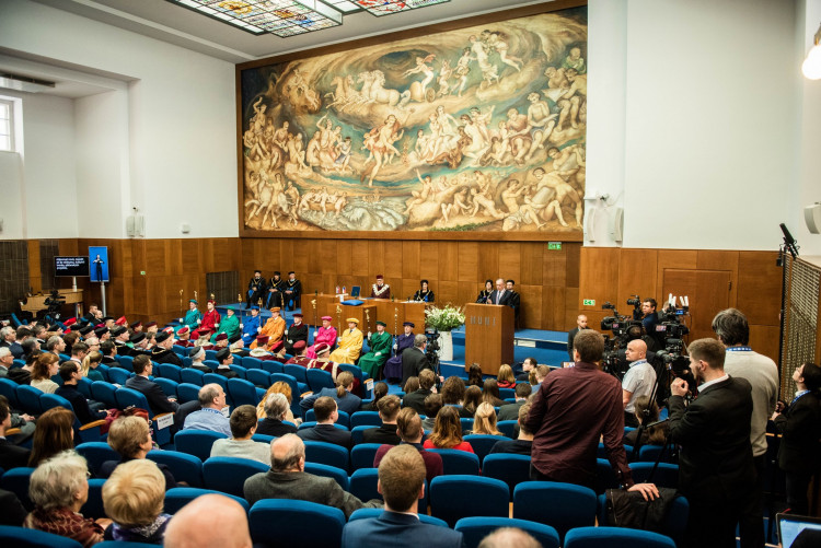 Předání velké zlaté medaile Masarykovy univerzity slovenskému prezidentovi Andreji Kiskovi, autor: Tomáš Hrivňák