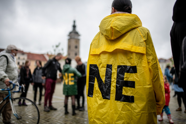 Protest na budějckém náměstí