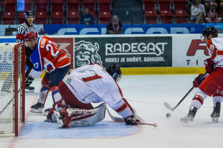 FOTOGALERIE: Olomoučtí hokejisté na úvod přípravy prohráli s kazašským Kokšetau 2:3 po nájezdech