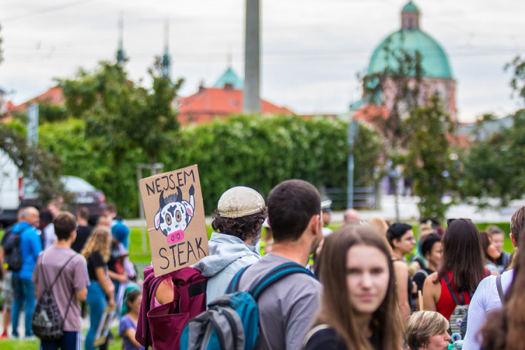 Pochodu za práva zvířat se zúčastnily stovky lidí