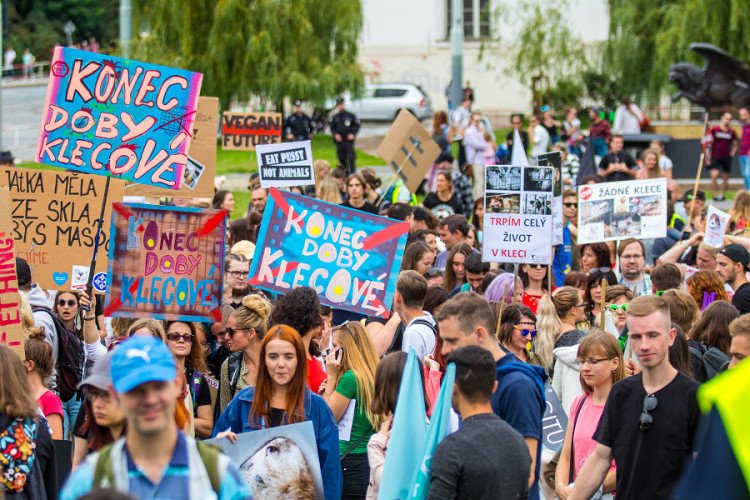 Pochodu za práva zvířat se zúčastnily stovky lidí