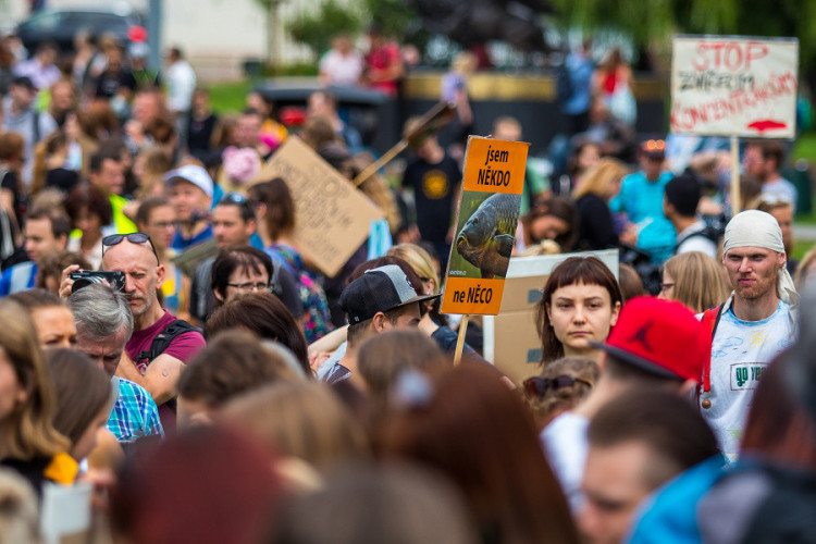 Pochodu za práva zvířat se zúčastnily stovky lidí