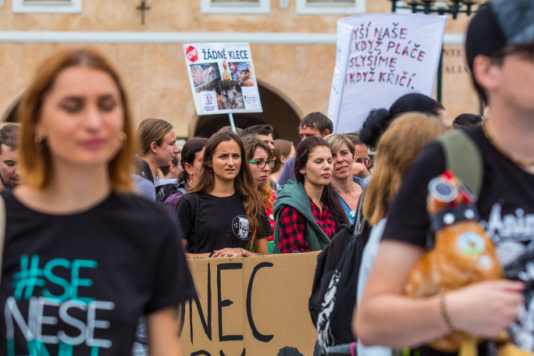 Pochodu za práva zvířat se zúčastnily stovky lidí