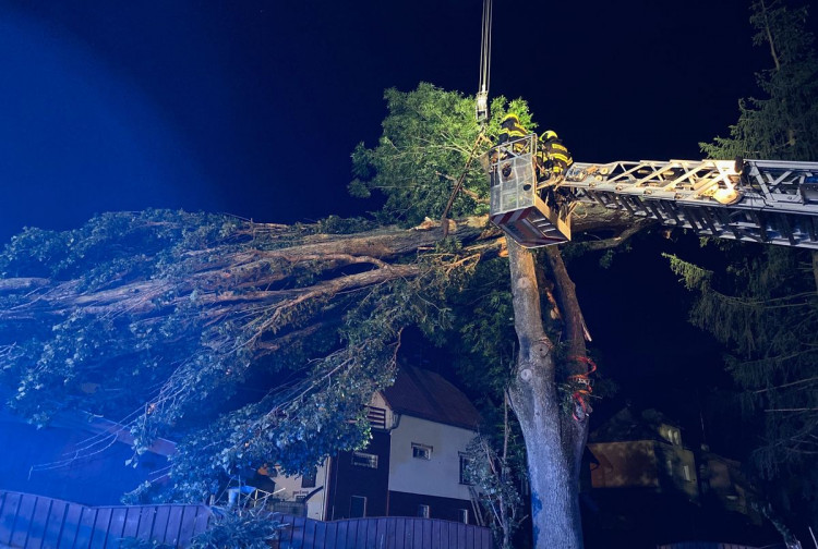 FOTO : Hasiče zaměstnal silný vítr, vyjížděli k desítkám případů