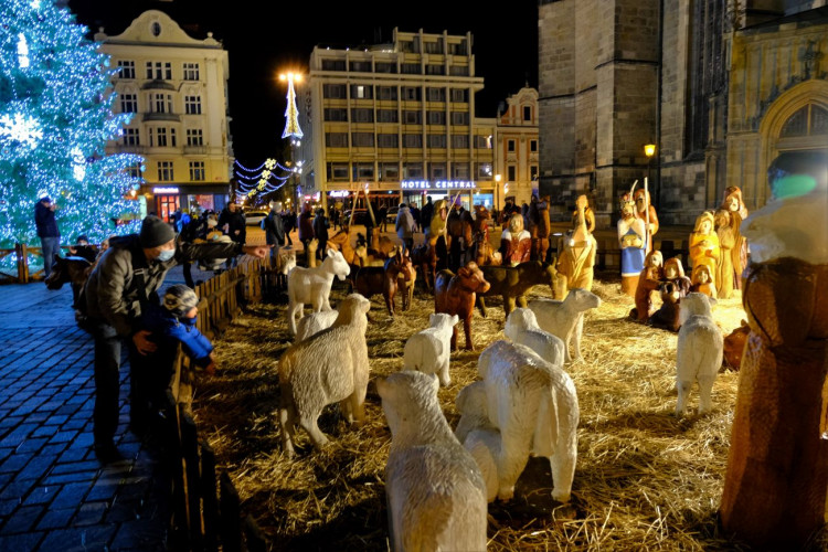 FOTOGALERIE: Vánoční strom a vánoční tramvaj
