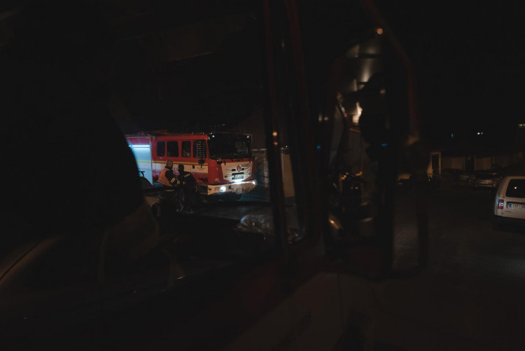 Průjezd hasičských aut ulicemi Třebíče