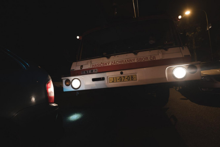 Průjezd hasičských aut ulicemi Třebíče