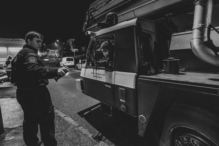 Průjezd hasičských aut ulicemi Třebíče