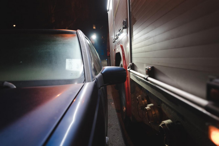 Průjezd hasičských aut ulicemi Třebíče