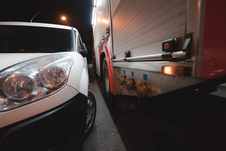 Průjezd hasičských aut ulicemi Třebíče