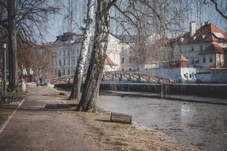 Kvůli opravě Jiráskova jezu muselo Povodí Vltavy snížit hladinu řek ve městě