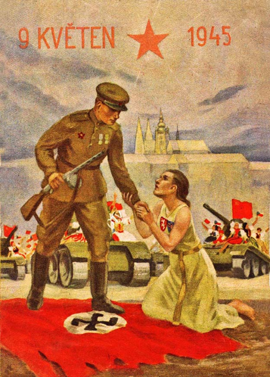 Poválečná propaganda v komunistickém stylu oslavující Rudou armádu