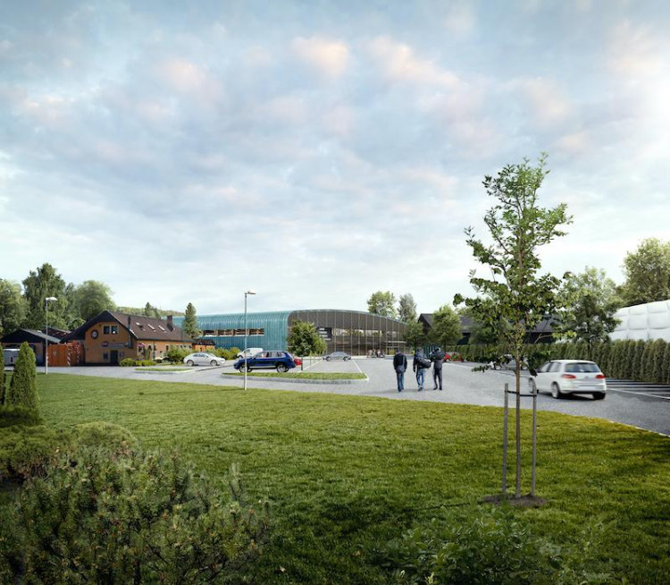 Vizualizace nového hokejového stadionu v Hluboké nad Vltavou.