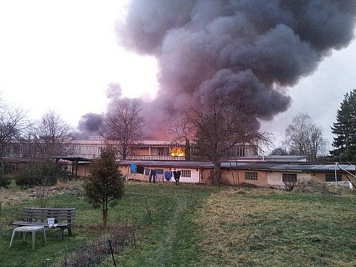 Požár výrobní haly Mileta v Hořicích v roce 2012