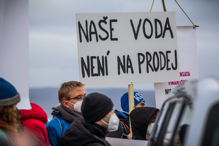 Demonstrace u polského dolu Turów