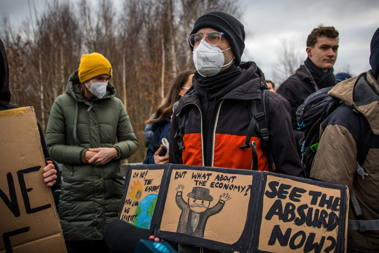 Demonstrace u polského dolu Turów