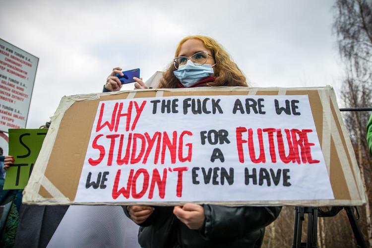 Demonstrace u polského dolu Turów
