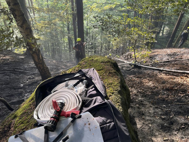 Hasiči z Olomouckého kraje bojují s požárem v Českém Švýcarsku