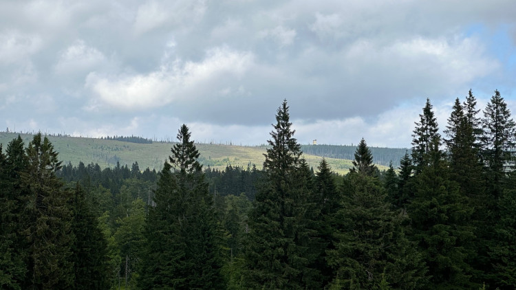 Výhled na Poledník z pastviny Hochschachten