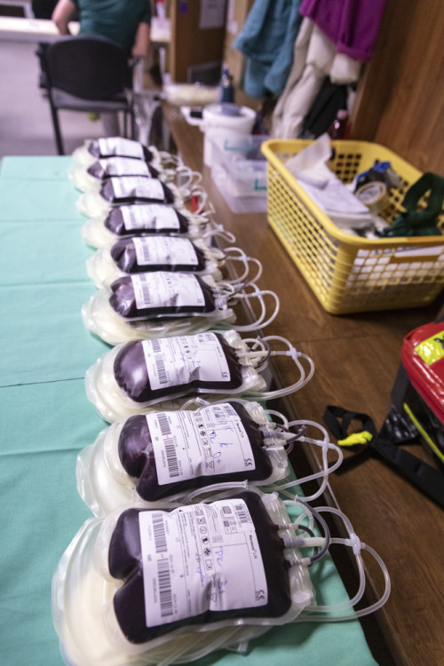 FOTOGALERIE: Darování krve ve fotbalovém prostředí. Na olomouckém stadionu proběhl mobilní odběr