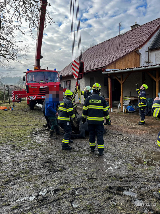 FOTOGALERIE: Hasiči pomáhali koni na nohy